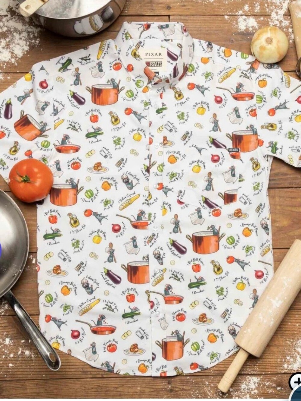 RSVLTS Ratatouille "Bon Rat-Pétit" KUNUFLEX Short Sleeve Shirt Size M